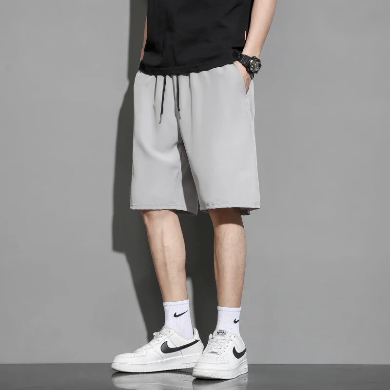 Men's Ice Silk Quick-Dry Beach Shorts – Lightweight Breathable Elastic Waist Casual Summer Shorts