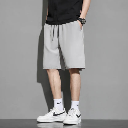 Men's Ice Silk Quick-Dry Beach Shorts – Lightweight Breathable Elastic Waist Casual Summer Shorts