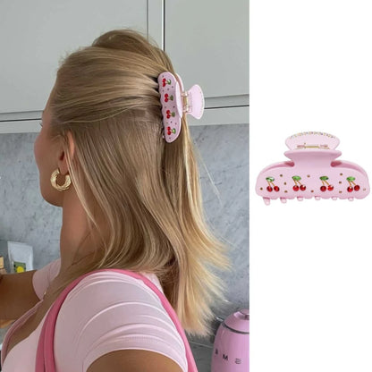 Pinzas para el pelo de cereza bonitas – Pinzas para el pelo de acetato con diamantes de imitación de frutas, flores y mariposas para mujeres y niñas | Accesorios para el pelo de moda Kawaii
