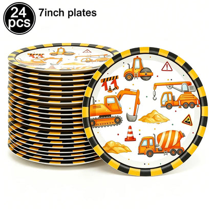 Construction Truck Birthday Party Tablecloth – Excavator & Engineering-Themed Table Runner for Boys' Construction Party Decorations