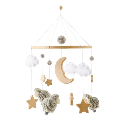 Baby Wooden Bed Bell Bracket – Newborn Crib Mobile Stand for 0-12 Months, Wooden Hanging Toy Holder with Crochet Bed Bell Rattle, Infant Nursery Decoration & Sensory Baby Toy Accessory