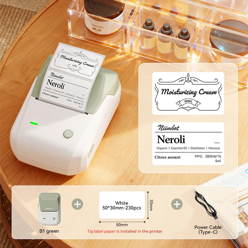 NiiMbot B21 Mini Thermal Label Printer – Wireless Bluetooth Barcode Label Maker with Portable Adhesive Printing for Office & Business