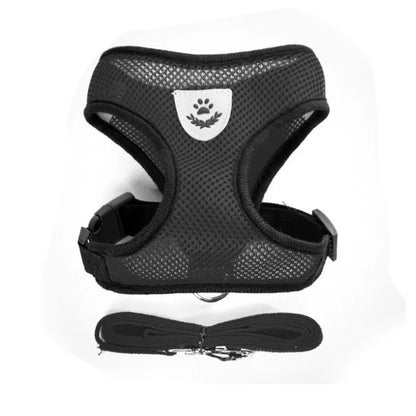 Reflective Dog & Cat Harness with Leash – Adjustable Breathable Mesh Vest for Small Pets