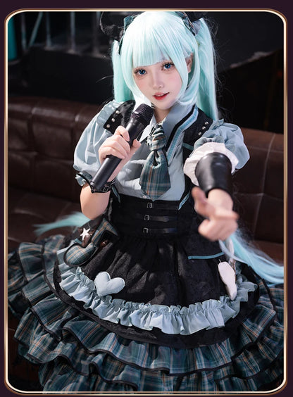 Virtual Singer Miku Cosplay Dress – Kawaii Lolita Performance Outfit (Female Halloween Complete Costume Set)