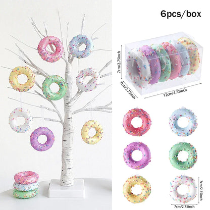 1Box Christmas Macaron Ice Cream Donut Ornaments – Cute Shaped Ball Pendants for Xmas Tree, Home, Party & Navidad Holiday Decor