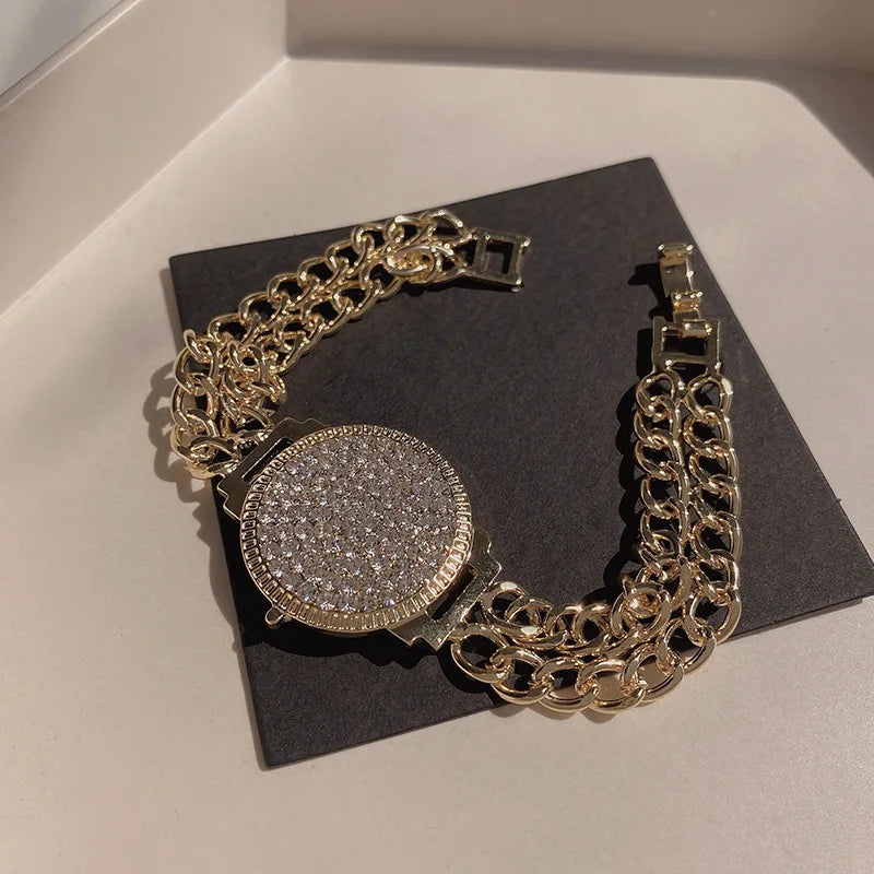 Women’s Fashion Four Leaf Grass Gold Color Adjustable Bracelet Korean Style Wedding Party Jewelry