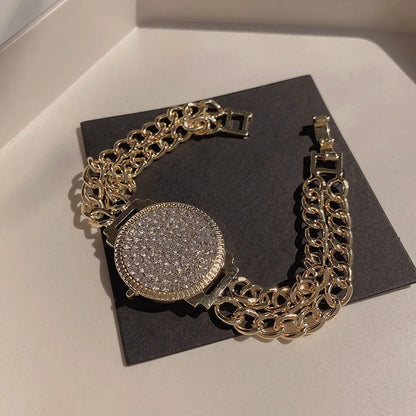 Women’s Fashion Four Leaf Grass Gold Color Adjustable Bracelet Korean Style Wedding Party Jewelry