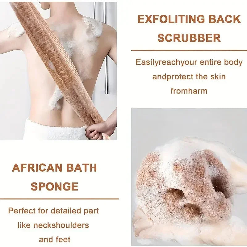Esponja Exfoliante Africana para Baño – Toalla de Malla de Doble Cara para Ducha, Esponja Larga para Lavar el Cuerpo para Limpieza Profunda, Exfoliación Suave de la Piel y Fregado de Espalda, Accesorio de Baño