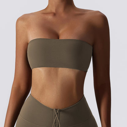 Women’s Strapless Sports Bra – Quick-Dry Tube Top Fitness Yoga Gym Chest Wrap Activewear