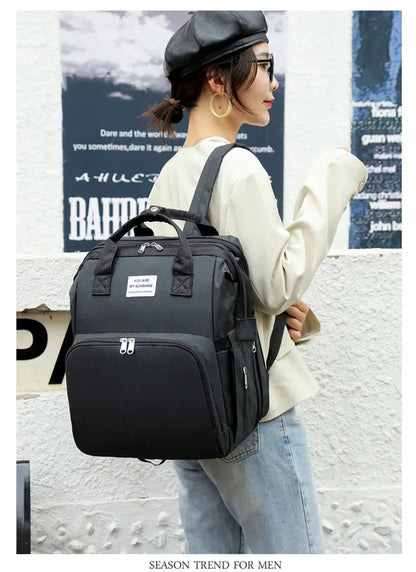 Sac à langer de grande capacité pour bébés avec matelas à langer – Sac à langer de maternité imperméable pour mamans avec rangement pour biberons et lit de bébé