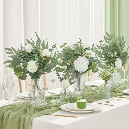 50/90 PIÈCES Bouquet de Fleurs Artificielles Eucalyptus – Mélange de Verdure Feuilles de Saule Argenté Eucalyptus pour Arrangements Floraux de Mariage & Décoration Intérieure DIY