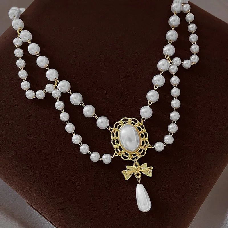 Nuevo collar gargantilla de perlas barrocas para mujer, lujoso, para bodas, fiestas, collar de cuentas de tres capas, torques, regalo de joyería de moda para damas