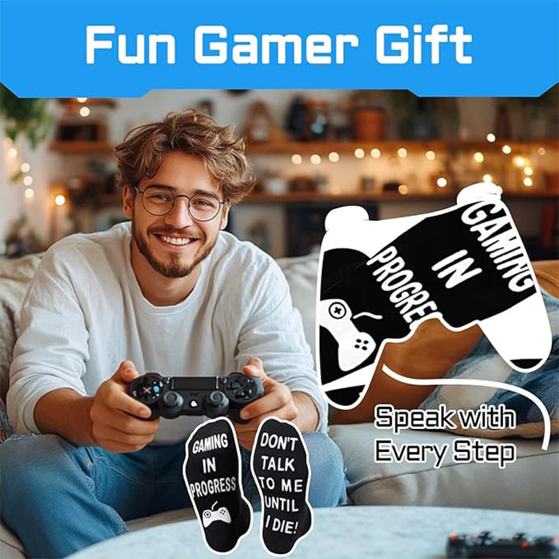Funny Gaming Socks for Men & Boys – “Gaming in Process” Novelty Video Game Socks, Gamer Gift Idea