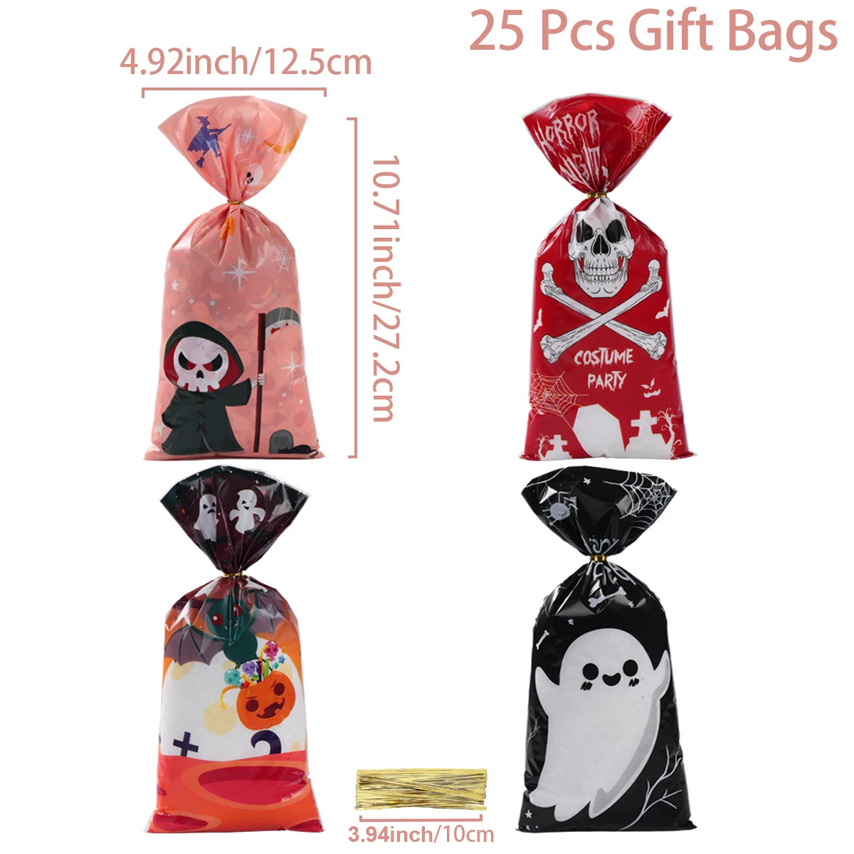 25/50/100PCS Halloween Ghost & Cat Gift Bags – Candy & Cookie Treat Packaging Bags for Trick-or-Treat, Halloween Parties & Decorations 2025