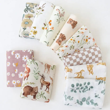 Couverture d'emmaillotage pour bébé en mousseline de bambou – Ultra douce 120 x 120 cm, couverture de naissance, d'emmaillotage et de chambre d'enfant