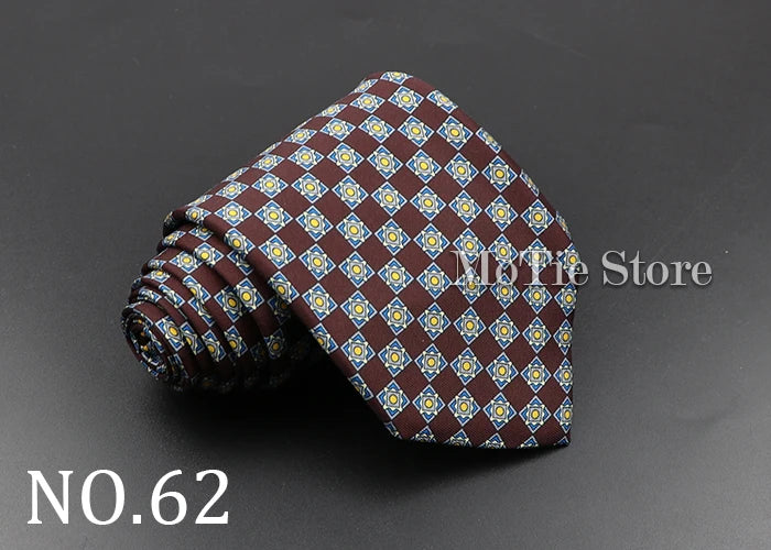 Men's 7.5cm Soft Silk Necktie – Floral & Dot Pattern Tie for Weddings, Business, Parties & Formal Wear