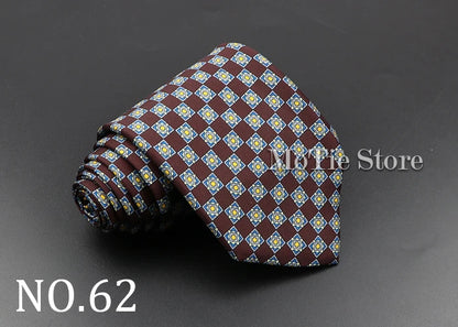 Men's 7.5cm Soft Silk Necktie – Floral & Dot Pattern Tie for Weddings, Business, Parties & Formal Wear