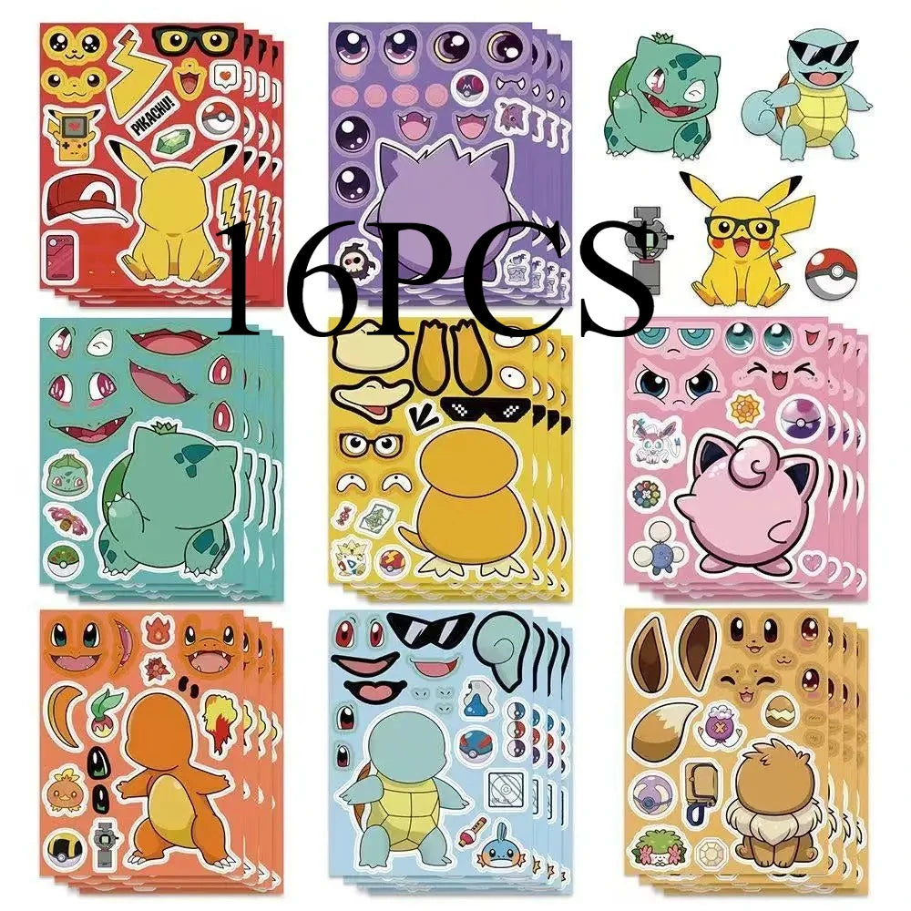 Pokémon Pikachu Anime Puzzle Stickers – 8/24 pièces DIY Jigsaw Cartoon Jouets pour enfants Fête et cadeaux