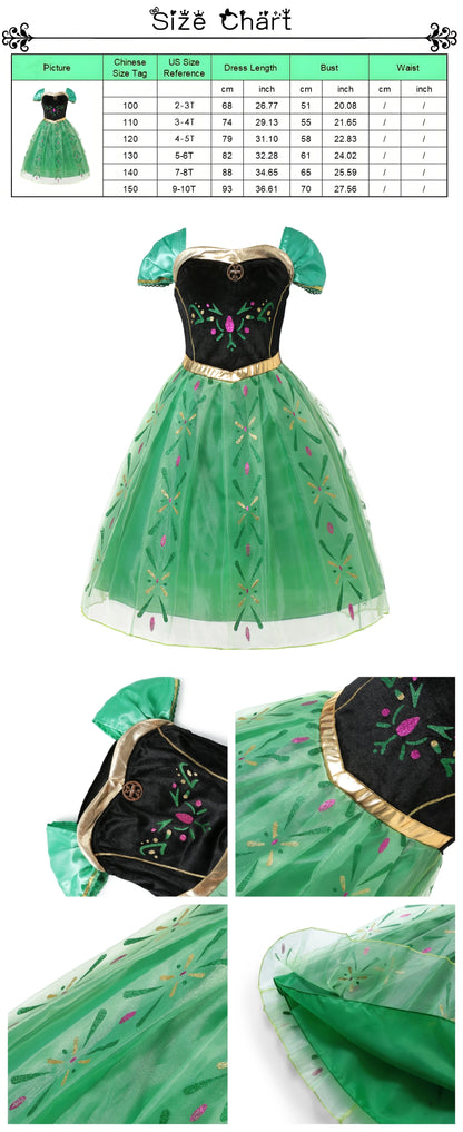 Vestido de disfraz de princesa para niña – Traje de fiesta de cuento de hadas para Halloween, carnaval y regalos de cumpleaños