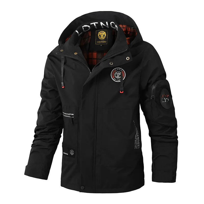 Men’s Casual Hooded Parka Jacket – Solid Color Outdoor Coat, Stylish Autumn & Winter Outerwear