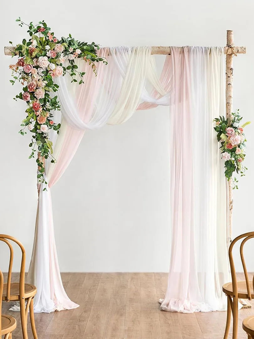 Blush Pink Chiffon Wedding Arch Drape – 6M/10M Sheer Fabric Curtain for Ceremony & Party Backdrops