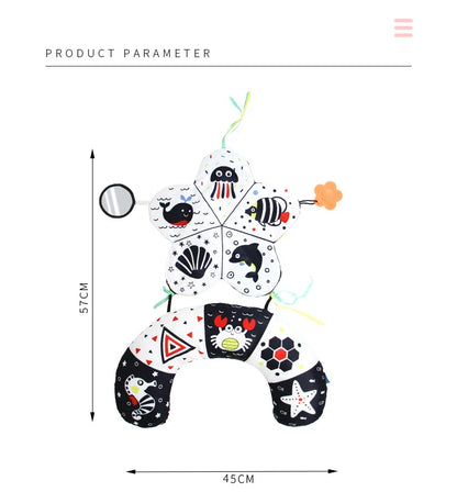 Coussin de Temps sur le Ventre pour Bébé et Jouet Sensoriel à Contraste Élevé – Coussin de Soutien Réversible Noir et Blanc pour Nouveau-né pour le Redressement de la Tête et le Développement Précoce