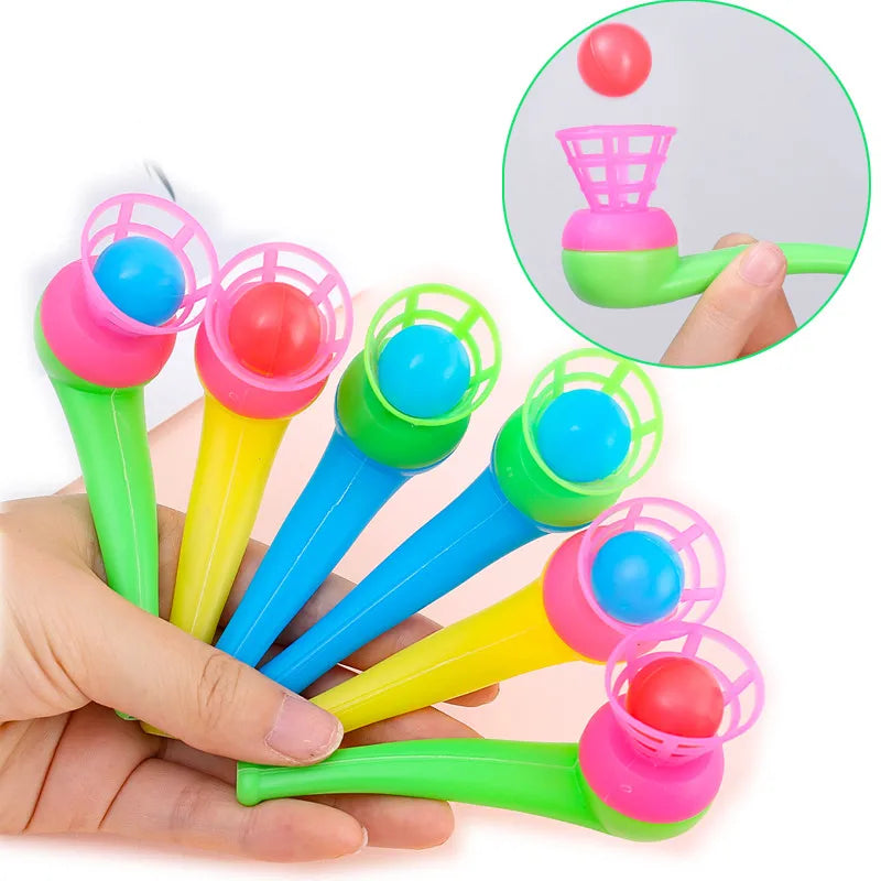10Pcs Plastic Pipe Blowing Ball Toys – Outdoor Sports Balance Training & Learning Game Set for Kids, Funny Educational Gift