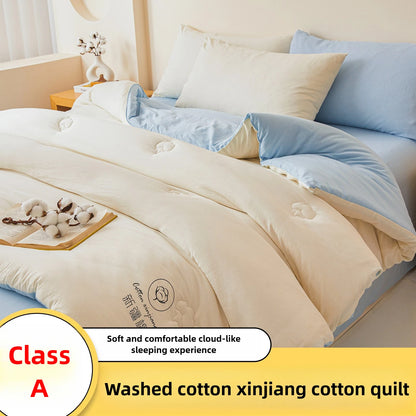 100% Cotton Filled Comforter – Soft Lightweight Warm Winter Quilt for Autumn & Cold Weather Bedding