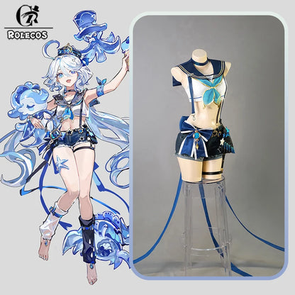 Genshin Impact Furina Cosplay Costume – Fanart Swimwear Swimsuit Outfit for Women, Halloween & Roleplay Costume Set