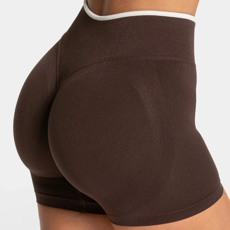 Women’s Seamless Color Block Yoga Shorts High Waist Butt Lifting Gym Workout Running Shorts
