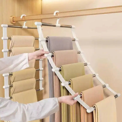 Cintre Multiple pour Pantalons – Organisateur de Placard Gain de Place avec Pinces Antidérapantes pour Pantalons, Jeans et Rangement de Vêtements