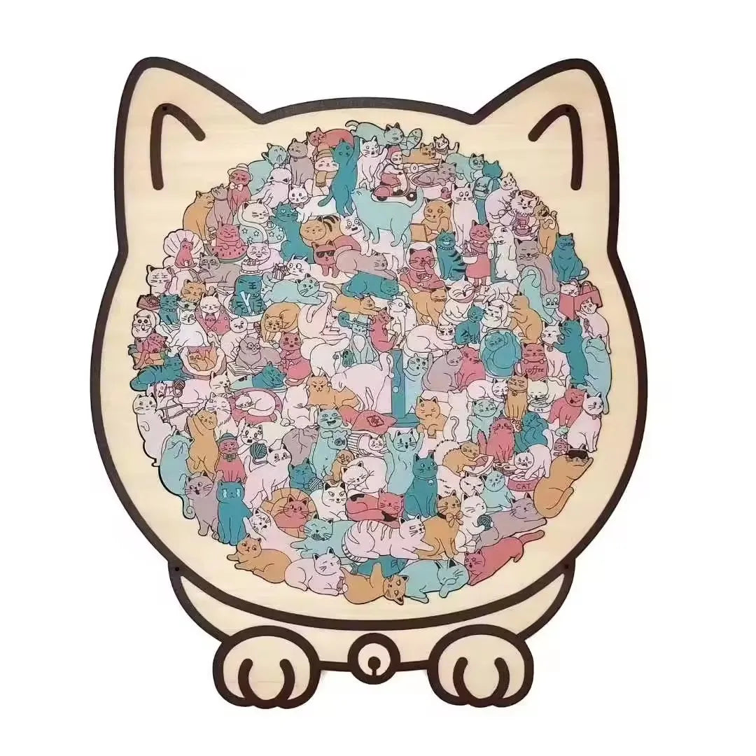 Puzzle en bois Montessori animaux – Jouet empilable chat, jeu de casse-tête éducatif pour enfants, jouet d'apprentissage créatif en bois, travaux manuels de peinture et décoration de chambre