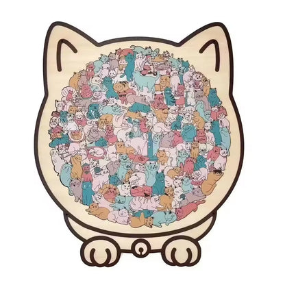 Puzzle en bois Montessori animaux – Jouet empilable chat, jeu de casse-tête éducatif pour enfants, jouet d'apprentissage créatif en bois, travaux manuels de peinture et décoration de chambre