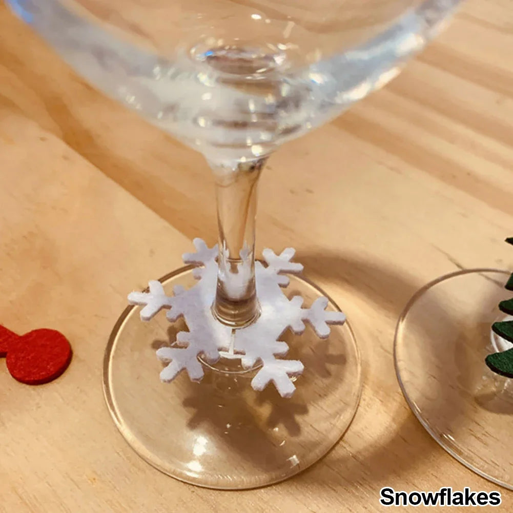 10PCS Felt Wine Glass Ring Cards – Christmas Table Decorations for Xmas, New Year’s Eve Parties, Home Decor & Holiday Events