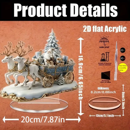 1PC Santa Claus & Reindeer Sled Christmas Desktop Ornament – Animal-Themed Tabletop Decor for Living Room, Holiday Party & Gift