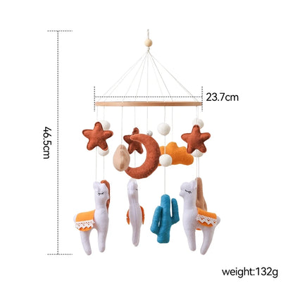 Baby Wooden Bed Bell Bracket – Newborn Crib Mobile Stand for 0-12 Months, Wooden Hanging Toy Holder with Crochet Bed Bell Rattle, Infant Nursery Decoration & Sensory Baby Toy Accessory