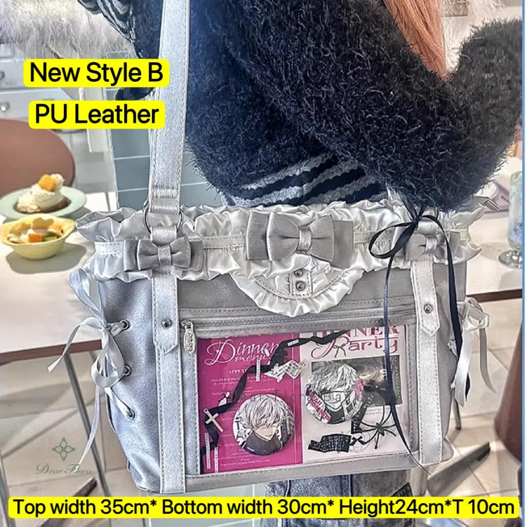 Bolsa Ita Japonesa Y2K para Mujer – Bonito Bolso de Hombro Transparente Lolita, Bolso Cruzado Grande de Exhibición DIY, Cartera de Moda Kawaii para la Escuela, Viajes y Uso Diario