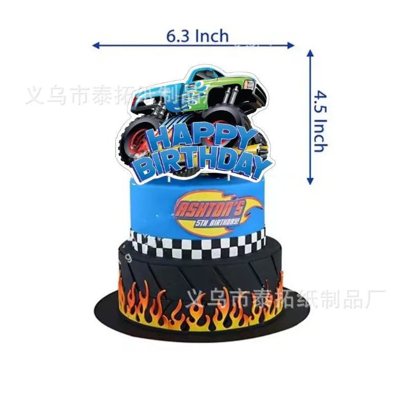 Monster Truck Birthday Party Supplies – Disposable Plates, Napkins, Banner & Tablecloth for Kids' Boys' 2nd Birthday Decorations