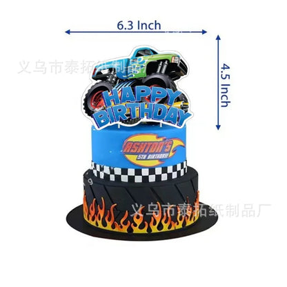 Monster Truck Birthday Party Supplies – Disposable Plates, Napkins, Banner & Tablecloth for Kids' Boys' 2nd Birthday Decorations