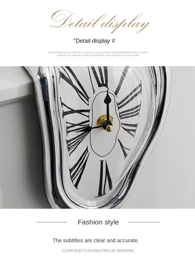 Reloj de pared creativo surrealista que se derrite – Reloj decorativo moderno distorsionado para el hogar, la oficina y la sala de estar
