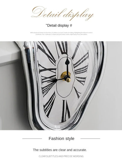 Reloj de pared creativo surrealista que se derrite – Reloj decorativo moderno distorsionado para el hogar, la oficina y la sala de estar