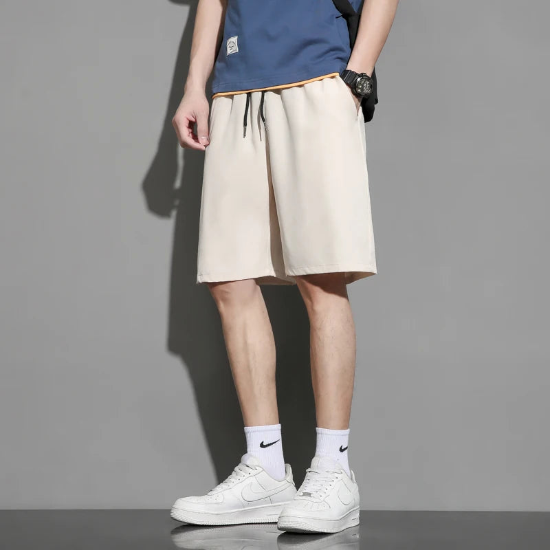 Men's Ice Silk Quick-Dry Beach Shorts – Lightweight Breathable Elastic Waist Casual Summer Shorts
