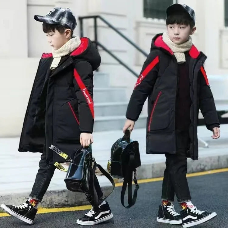 2026 Kids Winter Jacket, Thick Cotton-Padded Hooded Coat for Toddler Boys and Teens, Warm Down-Style Parka for Children