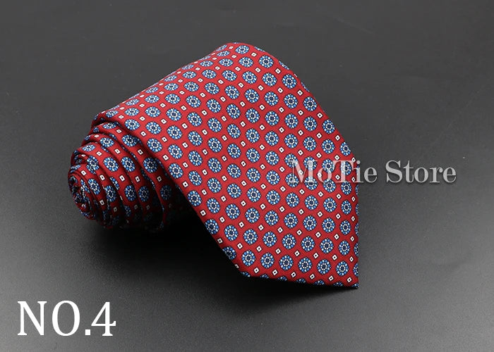 Men's 7.5cm Soft Silk Necktie – Floral & Dot Pattern Tie for Weddings, Business, Parties & Formal Wear