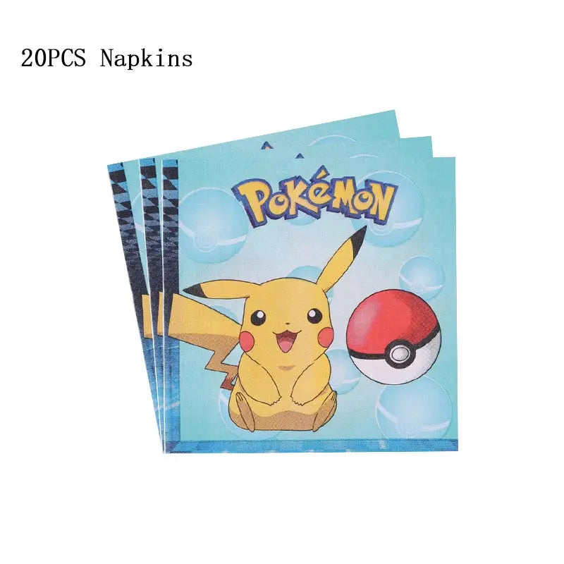 Pokémon Theme Birthday Party Decorations – Cartoon Pokémon Go Tableware Set (Cups, Plates & Pikachu Balloons) for Baby Shower & Party Favors