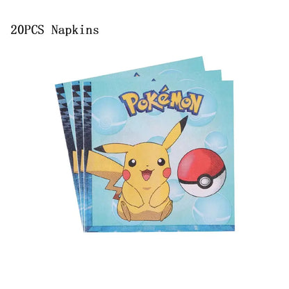Pokémon Theme Birthday Party Decorations – Cartoon Pokémon Go Tableware Set (Cups, Plates & Pikachu Balloons) for Baby Shower & Party Favors