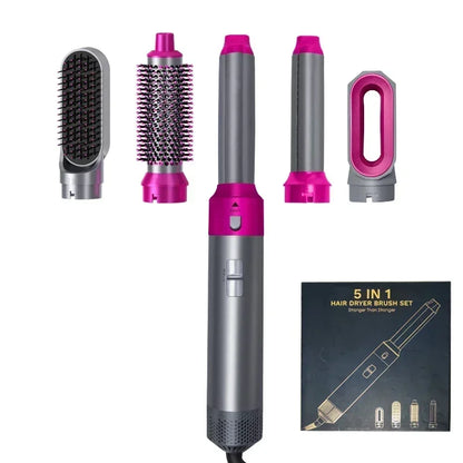 5-in-1 Hair Dryer & Styling Tool Set – Professional Hot Air Brush, Curling Iron, Hair Straightener & Volumizing Comb for Home & Salon Use