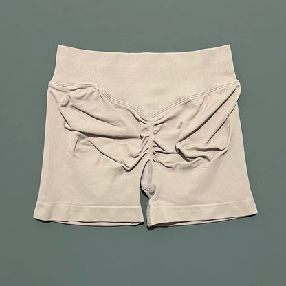 Pantalones cortos de gimnasio sin costuras con efecto Scrunch Butt para mujer – Pantalones cortos de yoga de cintura alta para correr, entrenar, fitness y ropa deportiva