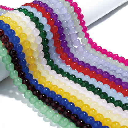 1 brin de perles de verre unies 6/8mm – Perles rondes intercalaires lâches pour la fabrication de bijoux DIY, bracelets faits main, colliers et accessoires d'artisanat