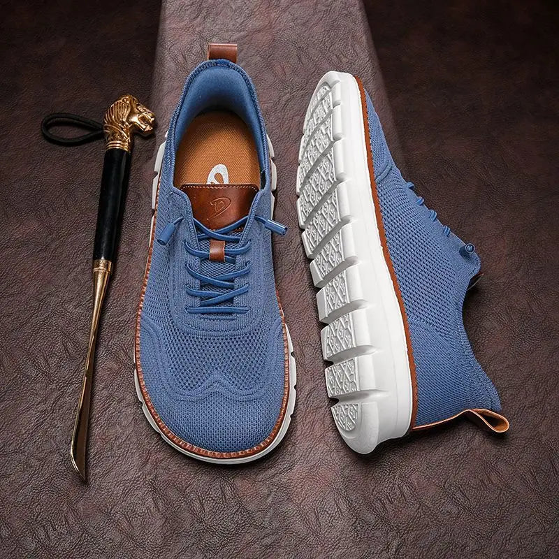 Baskets décontractées larges pour hommes – Chaussures de marche respirantes en Flyknit avec semelle souple et confort antidérapant pour l'été